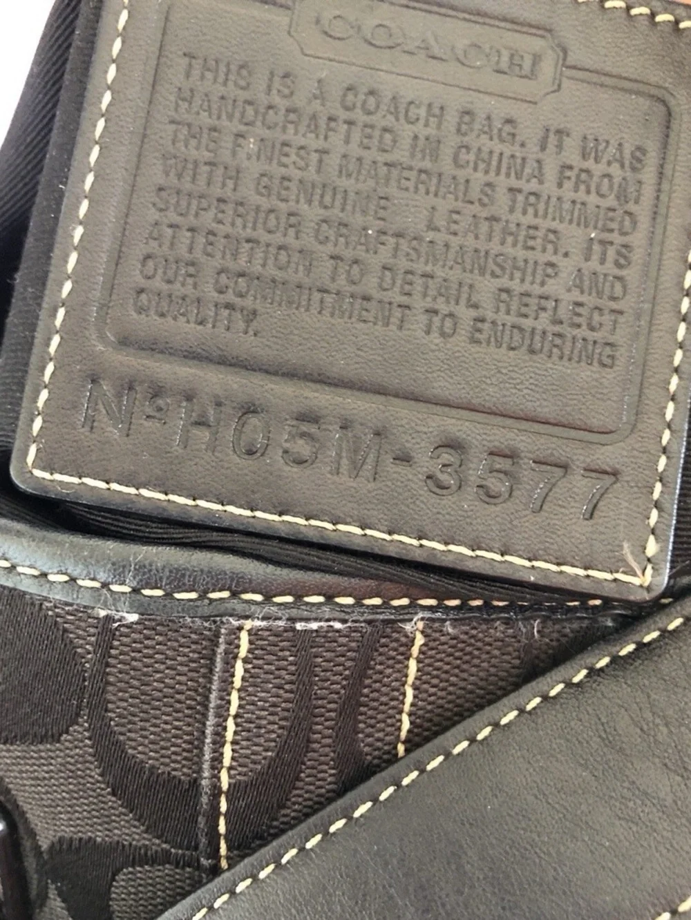 Coach‎ Black Signature Canvas Shoulder Hobo with Buckle Accents